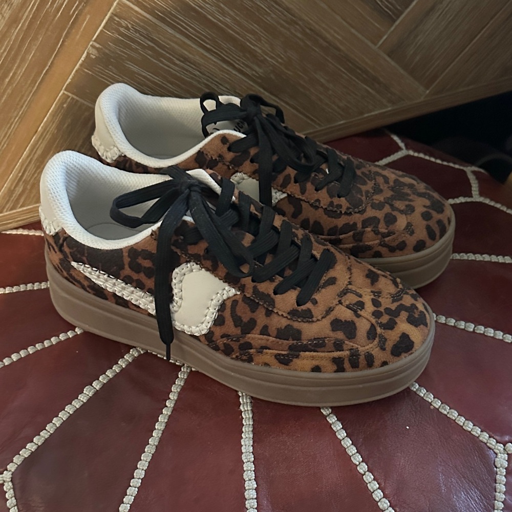 Leopard Print Sneakers with Black Laces